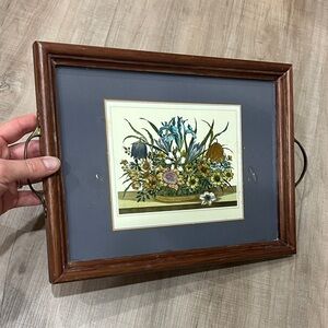 Rare Vintage Wooden Frame with Brass Handles Accent Tray